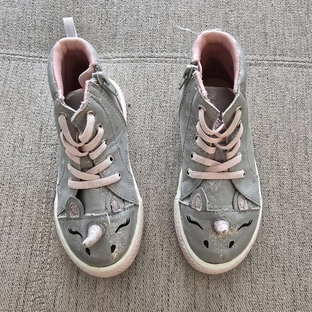 Wonder Nation Unicorn High Top Sneakers Toddler Girls Size 10 Gray Glitter Pink